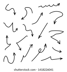 Hand Drawn Arrow Set On White Background