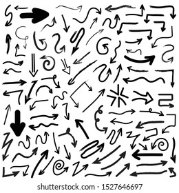 Hand Drawn Arrow Set On White Background