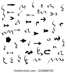 hand drawn arrow set on white background.