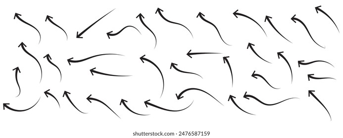 hand drawn arrow set on white background, eps10