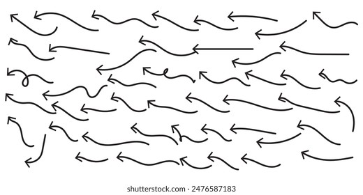 hand drawn arrow set on white background, eps10