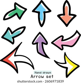 Hand drawn arrow set on white background EPS