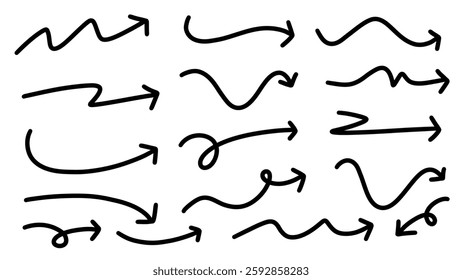 Hand Drawn Arrow Set – Sketch Doodle Direction Icons