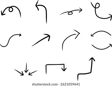 Hand Drawn Arrow Set Sketch Style Direction Symbols