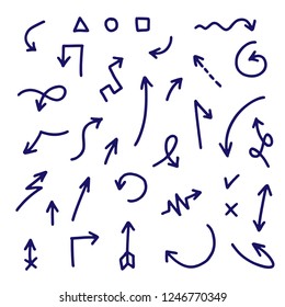 Hand drawn arrow set, vector illustration graphic