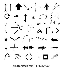 Hand drawn arrow set. Vector illustration graphic.