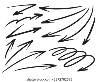 hand drawn arrow set, vector illustration.

Black arrow handwriting style.