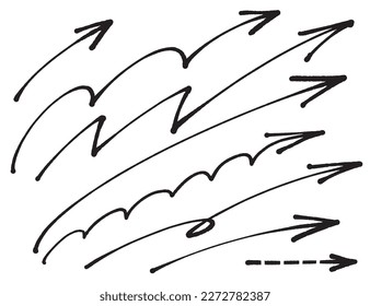 hand drawn arrow set, vector illustration.

Black arrow handwriting style.