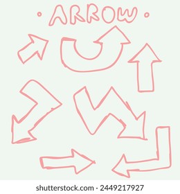 hand drawn arrow set vector icon