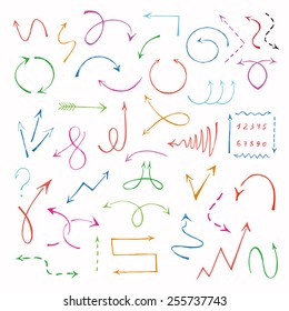 Hand drawn arrow set. Vector illustration. 