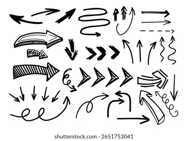 Hand drawn arrow set. Vector illustration for creative design, presentations, infographics.