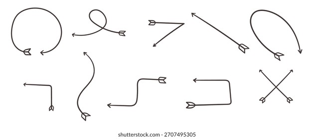 Seta desenhada à mão define ilustração de vetor