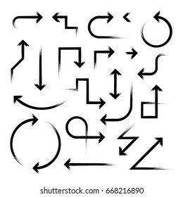 Hand drawn arrow set, vector illustration graphic