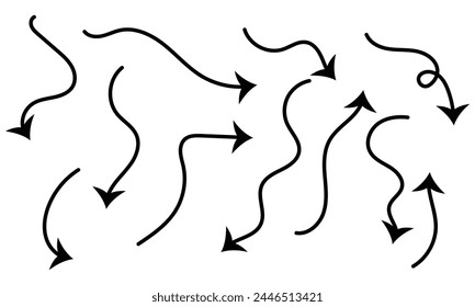 Hand drawn arrow set with white background.