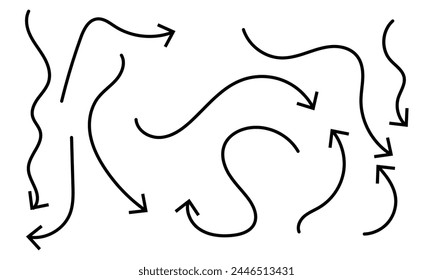 Hand drawn arrow set with white background.