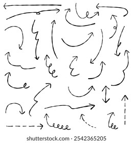 Hand drawn arrow sets, variation sets, vectors