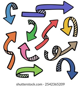 Hand drawn arrow sets, variation sets, vectors