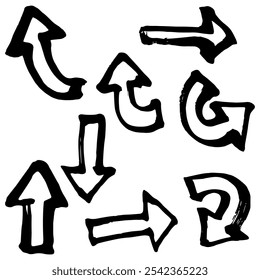 Hand drawn arrow sets, variation sets, brushstrokes, vectors