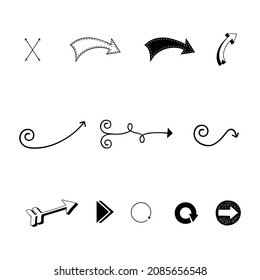 hand drawn arrow shape icon set