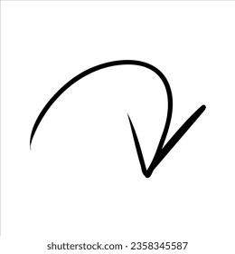Hand drawn arrow. Sketch marker brush arrow. Vector freehand illustration isolated on white background.