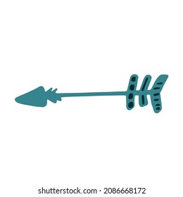 Símbolo de flecha dibujado a mano aislado. Resumen del elemento étnico. Divertido cartel tribal. Estilo Doodle. Ilustración vectorial de los niños