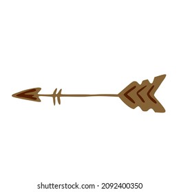 Hand drawn arrow symbol isolated. Abstract ethnic element. Funny tribal sign. Doodle style. Children's vector illustration