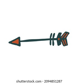 Símbolo de flecha dibujado a mano aislado. Divertido cartel tribal. Resumen del elemento étnico. Estilo Doodle. Ilustración vectorial de los niños