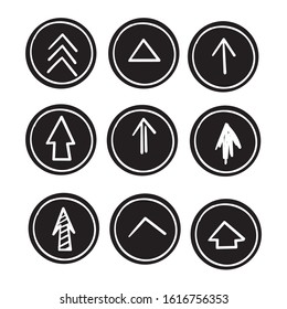 hand drawn arrow symbol for Swipe up story icon. Scroll arrow drag button, social media interface action icon. with doodle line art cartoon