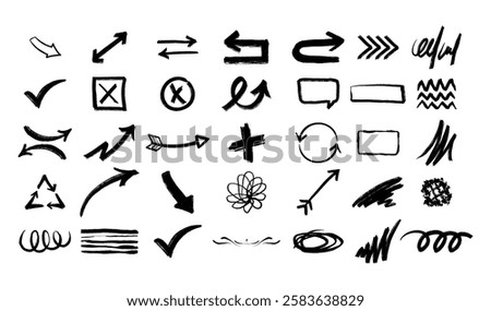 Hand Drawn Arrow Symbols And Miscellaneous Markings Collection
