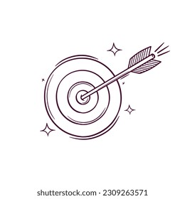 Hand Drawn Arrow Target. Doodle Vector Sketch Illustration