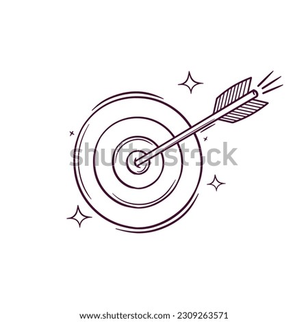 Hand Drawn Arrow Target. Doodle Vector Sketch Illustration