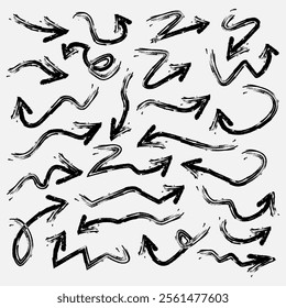 Hand drawn arrow vector doodle icons set.