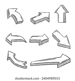 Hand drawn arrow vector element. Suitable for arrow doodle and infographic element.
