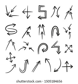Hand drawn arrow vector icons set.