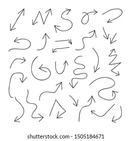Hand drawn arrow vector icons set.