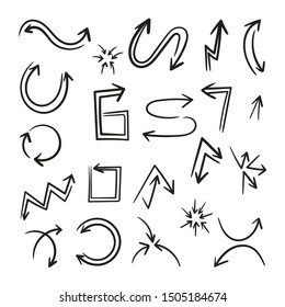 Hand drawn arrow vector icons set.