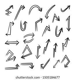 Hand drawn arrow vector icons set.