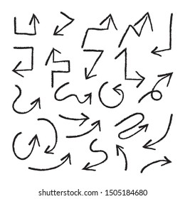 Hand drawn arrow vector icons set.