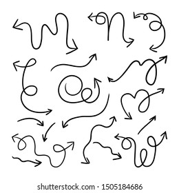 Hand drawn arrow vector icons set.