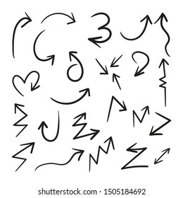 Hand drawn arrow vector icons set.