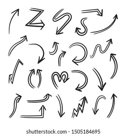 Hand drawn arrow vector icons set.