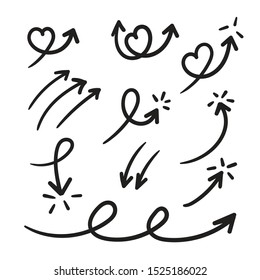 Hand drawn arrow vector icons set.