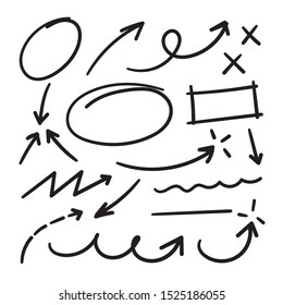 Hand drawn arrow vector icons set.