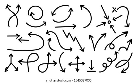 Hand drawn arrow vector icons set.