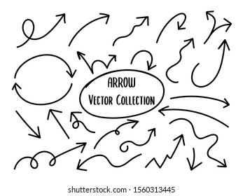 Hand drawn arrow vector icons set. sketch arrow design for business plan and education.