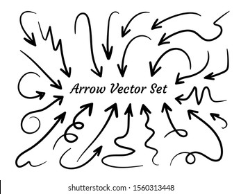 Hand drawn arrow vector icons set. sketch arrow design for business plan and education.