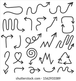 Hand drawn arrow vector icons set. sketch arrow design for business plan and education.