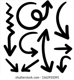 Hand drawn arrow vector icons set. sketch arrow design for business plan and education.