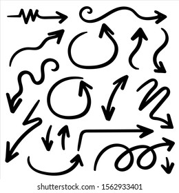 Hand drawn arrow vector icons set. sketch arrow design for business plan and education.