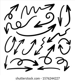 Hand drawn arrow vector icons set. sketch arrow design for business plan and education.